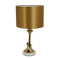 20 Inch Table Lamp, Drum Shade, Trumpet Shaped Body, Classic Gold Finish By Casagear Home