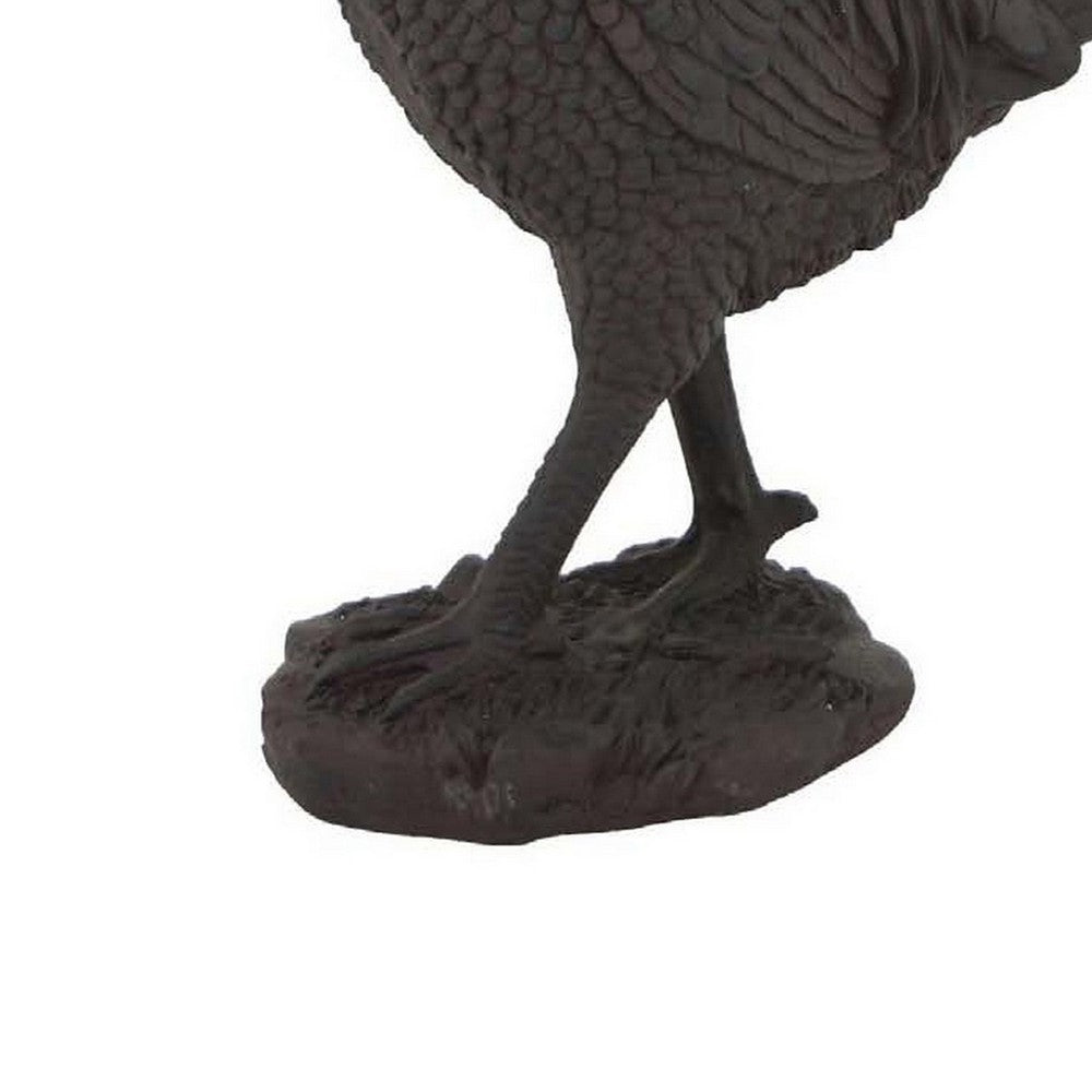 42 Inch Accent Table and Garden Decor, Rooster Figurine, Resin, Brown By Casagear Home