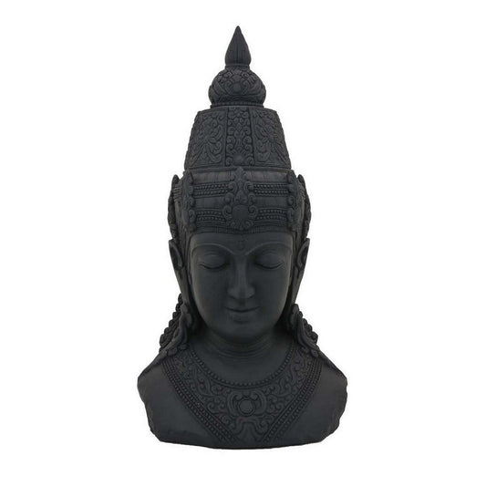 43 Inch Accent Table and Garden Decor, Thai Buddha Figurine, Resin, Gray By Casagear Home
