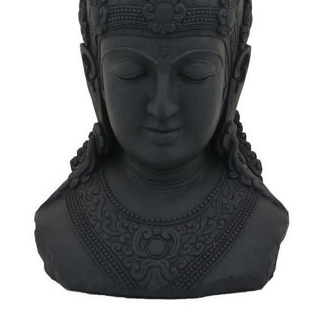 43 Inch Accent Table and Garden Decor, Thai Buddha Figurine, Resin, Gray By Casagear Home