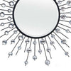 32 Inch Wall Decor Round Mirror Sunburst Style Metal Black Silver By Casagear Home BM309819