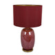 Gia 25 Inch Table Lamp, Drum Shade, Vase Shape Glass Body, Red Finish By Casagear Home