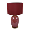 Gia 25 Inch Table Lamp Drum Shade Vase Shape Glass Body Red Finish By Casagear Home BM309831