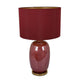 Gia 25 Inch Table Lamp Drum Shade Vase Shape Glass Body Red Finish By Casagear Home BM309831