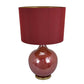 Gia 32 Inch Table Lamp, Drum Shade, Curved Round Glass Body, Red Finish By Casagear Home