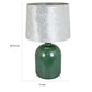 27 Inch Table Lamp, Drum Shade, Round Drop Shaped Glass Body, Green Finish By Casagear Home