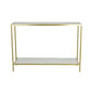 40 Inch Plant Stand, Rectangular White Marble Top and Shelf, Gold Metal By Casagear Home