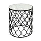 21 Inch Plant Stands Set of 2, Lattice Design, Round Marble Top, Black By Casagear Home
