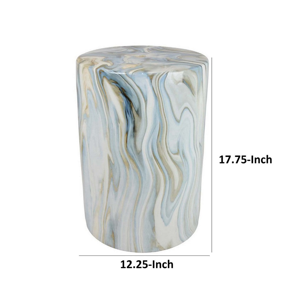 18 Inch Plant Stand Table, Cylindrical, Abstract Paint Design, Multicolor By Casagear Home