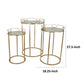 28 Inch Plant Stand Table Set of 3, Gold Metal Frame, Round Glass Top By Casagear Home