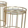 20 Inch Plant Stand Table Set of 3, Gold Metal Frame, Mirror Tray Top By Casagear Home