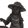 Darin 22 Inch Girl on Bench Figurine, Garden Statue Resin, Textured Brown By Casagear Home