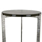 Lune 24 Inch Plant Stand Side Table, Silver Metal Frame, Round Glass Top By Casagear Home