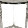 Lune 19 Inch Plant Stand Side Table, Silver Metal Frame, Round Glass Top By Casagear Home