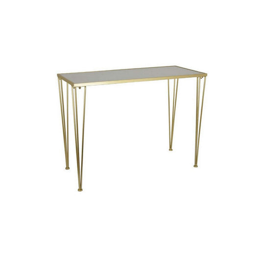 Joy 40 Inch Plant Stand Table, Metal Frame, Rectangular Mirrored Top, Gold By Casagear Home