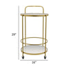 Joy 29 Inch Mirrored Plant Stand, Rolling Round Cart, 2 Tiers, Gold Metal By Casagear Home