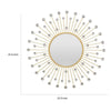 24 Inch Wall Decor, Sunburst Design Metal Frame, Crystal Accent, Gold By Casagear Home