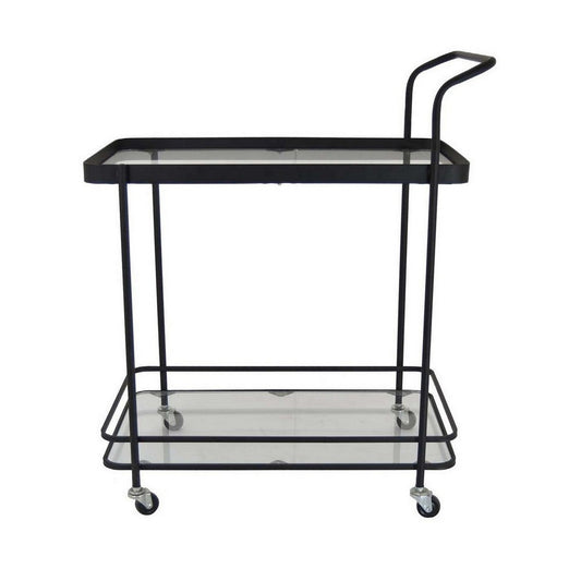 Leo 30 Inch Plant Stand Cart, 2 Shelves, Caster Wheels, Black Metal By Casagear Home