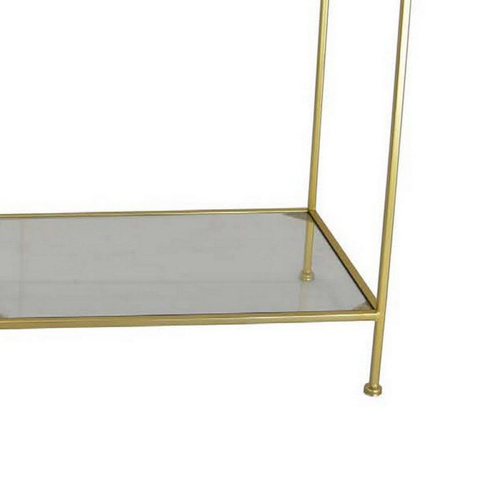 Casy 35 Inch Plant Display Stand with 4 Varied Shelves, Gold Metal By Casagear Home