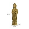 James 34 Inch Buddha Figurine, Ceramic, Standing on Lotus Pedestal, Gold By Casagear Home