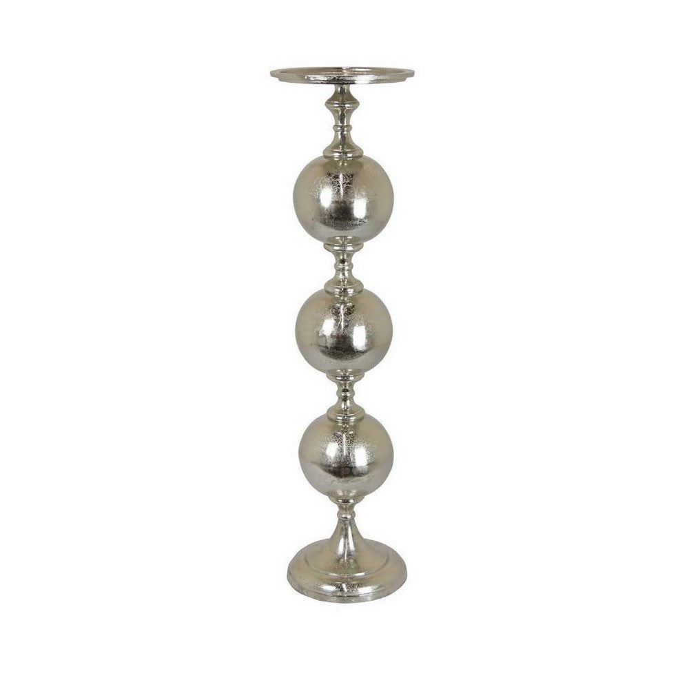 Robert 36 Inch Candle Holder Decoration Spheres, Silver Finished Metal By Casagear Home