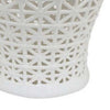 Paul 25 Inch Pierced Temple Jar with Lid, Intricate Pattern Ceramic, White By Casagear Home