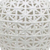 Paul 20 Inch Pierced Temple Jar with Lid, Intricate Pattern Ceramic, White By Casagear Home