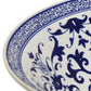 Cherry 16 Inch Decorative Bowl, Ceramic, Floral Design, Blue and White By Casagear Home