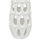 Lee 24 Inch Vase, Pierced Cut Out Water Drop Design, Resin, White Finish By Casagear Home