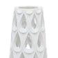 Lee 17 Inch Vase, Pierced Cut Out Water Drop Design, Resin, White Finish By Casagear Home
