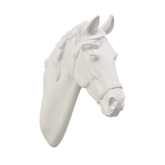 Lilie 14 Inch Horse Head Bust Statuette, Wall Mount Design, Resin, White By Casagear Home