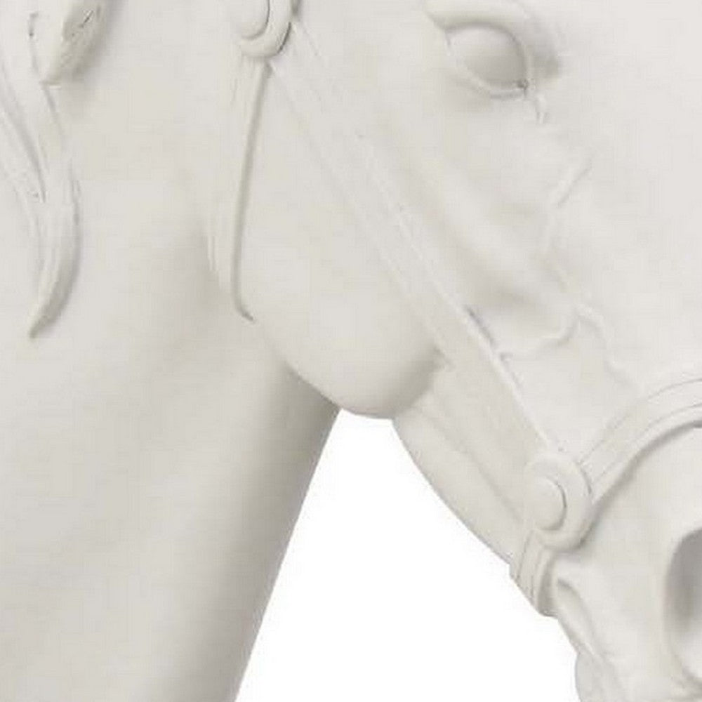 Lilie 14 Inch Horse Head Bust Statuette, Wall Mount Design, Resin, White By Casagear Home