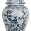 18 Inch Decorative Temple Jar with Floral Design, Ceramic, Blue, White By Casagear Home