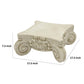 18 Inch Roman Pedestal Stand with Detailed Carved Base, Resin, Ivory Color By Casagear Home