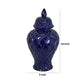Livie 14 Inch Temple Ginger Jar, Geometric Design, Dome Lid, Ceramic, Blue By Casagear Home