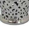 Koel 19 Inch Temple Ginger Jar, Pierced Details, Dome Lid, Ceramic, Silver By Casagear Home