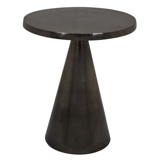 Riot 19 Inch Plant Stand Table, Round Top, Triangle Pedestal, Metal, Black By Casagear Home