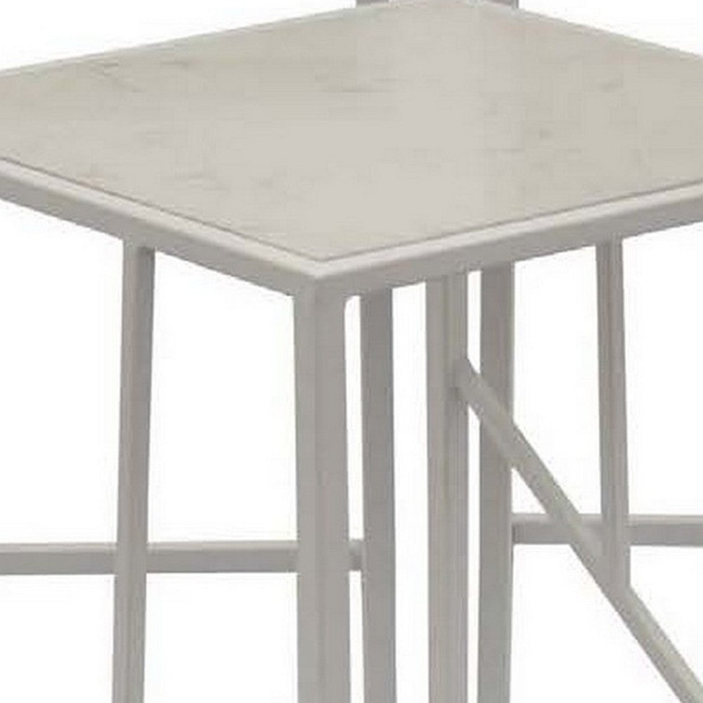 Laury 24 Inch Plant Stand Table Set of 3, Square, Metal, White Finish By Casagear Home