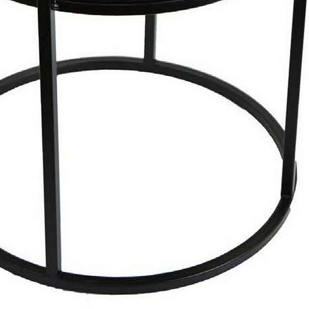 Solly 24 Inch Plant Stand Table with 1 Shelf, Round, Metal, Black Finish By Casagear Home