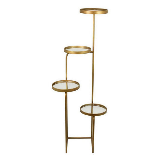 44 Inch Plant Stand with 4-Tiered Design, Stem Base, Metal, Gold Finish By Casagear Home