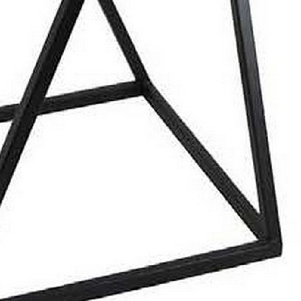 28 Inch Plant Stand Table Set of 3, Square, X Crossed Base, Metal, Black By Casagear Home