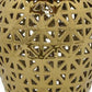 20 Inch Temple Jar, Pierced Details, Dome Lid, Ceramic, Gold Finish By Casagear Home