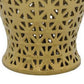20 Inch Temple Jar, Pierced Details, Dome Lid, Ceramic, Gold Finish By Casagear Home