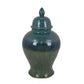 Caty 15 Inch Temple Jar, Finial Dome Lids, Classic, Ceramic, Green Finish By Casagear Home