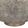 18 Inch Lantern, Hanging, Decorative Pierced Floral Patterns, Round, Gold By Casagear Home