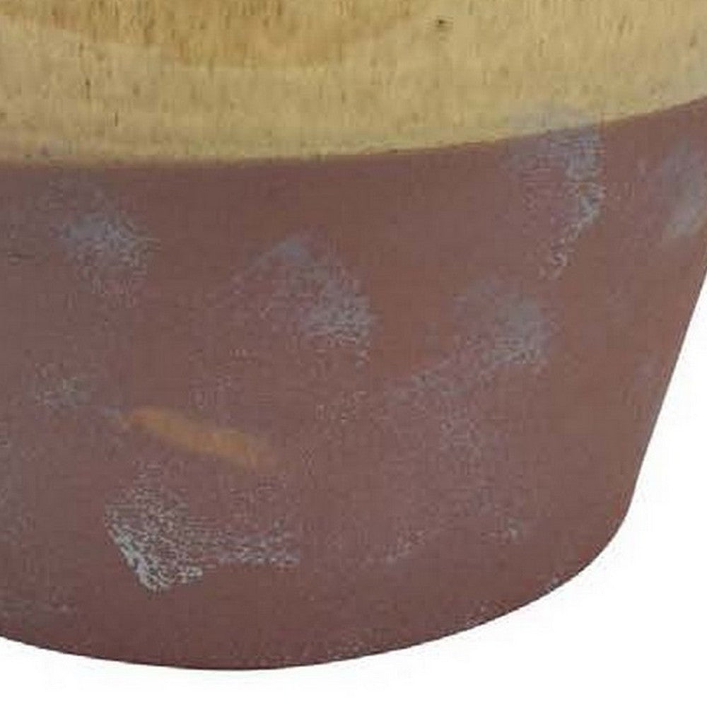 Elf 13 Inch Vase, Premitive Urn Shape, 3 Handles, Brown, Transitional Style By Casagear Home