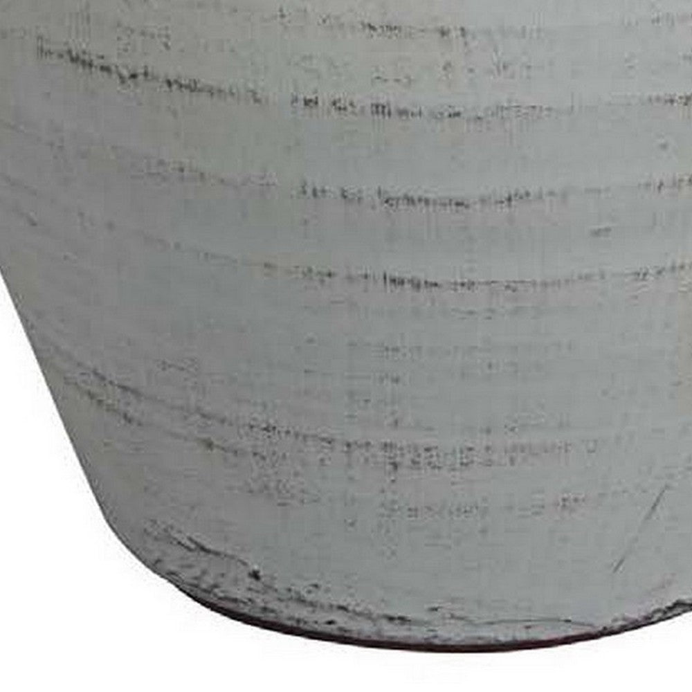 Gri 12 Inch Vase, Classic Urn Shape, 3 Handles, White, Transitional Style By Casagear Home