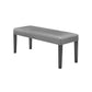 Brandon 46 Inch Bench, Black Wood Frame, Gray Fabric Upholstery By Casagear Home