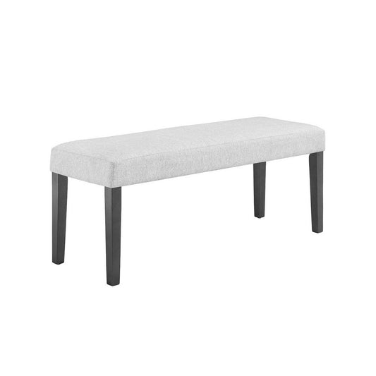 Brandon 46 Inch Bench, Wood Frame, Soft Cushion, White Fabric Upholstery By Casagear Home