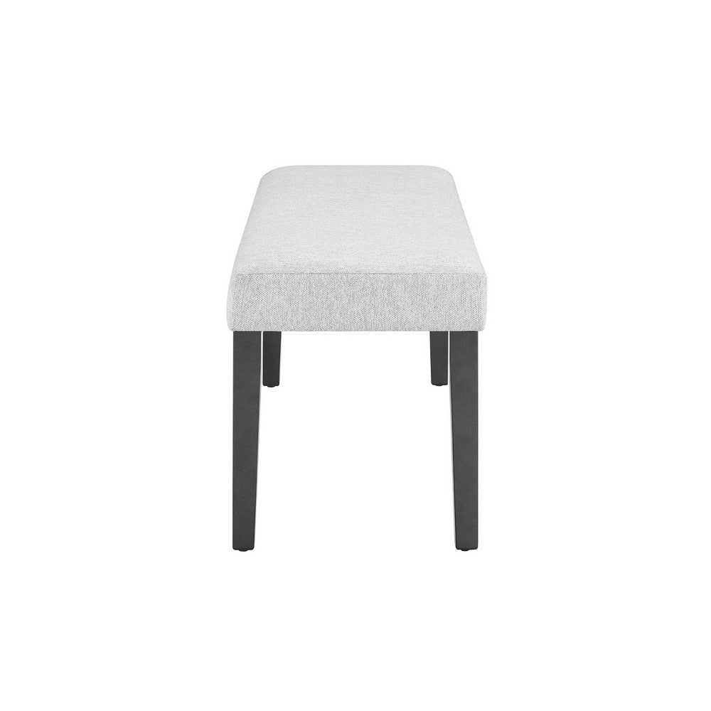 Brandon 46 Inch Bench Wood Frame Soft Cushion White Fabric Upholstery By Casagear Home BM310195